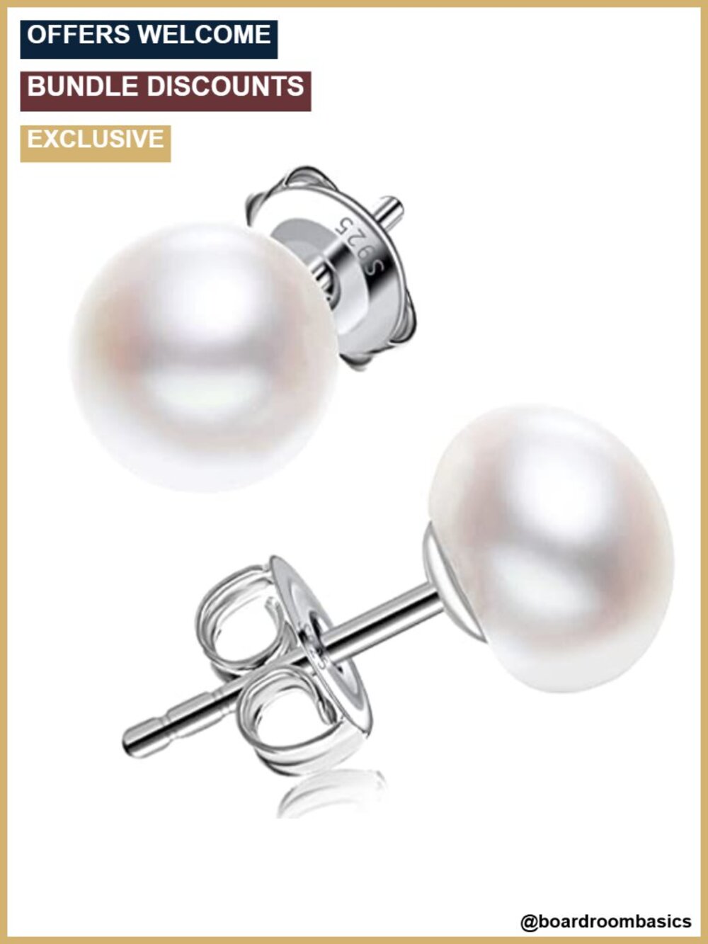 Sterling Silver Freshwater Button Pearl Stud Earrings for Women